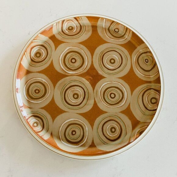 Denby Fire Handmade Rich Colors Mid Century Modern Rare Round Platter, 13.25" - Picture 1 of 9